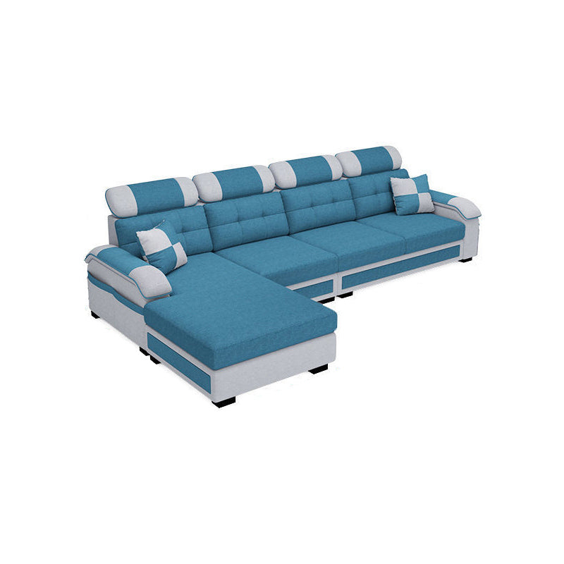 Scandinavian Pillow Top Arm Sectional with Tufted Back and Storage