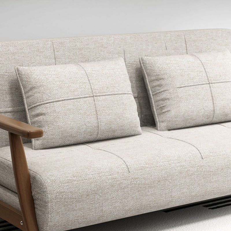 Convertible Cotton Blend and Faux Leather Modern Sofa Bed in Brown