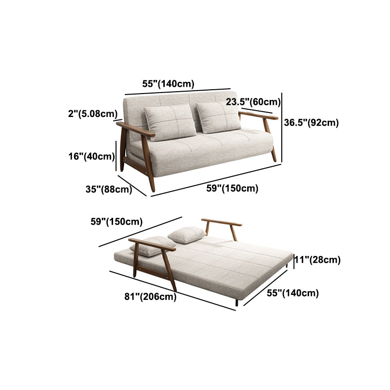 Convertible Cotton Blend and Faux Leather Modern Sofa Bed in Brown