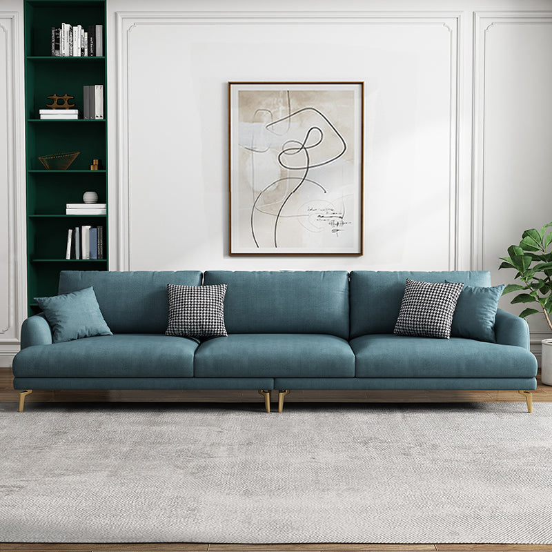 Contemporary Faux Leather Recessed Arm Furniture Sectionals in Green