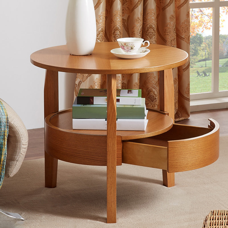 French Country Style Cocktail Table Wood/dark Coffee/walnut Solid Wood Round Coffee Table