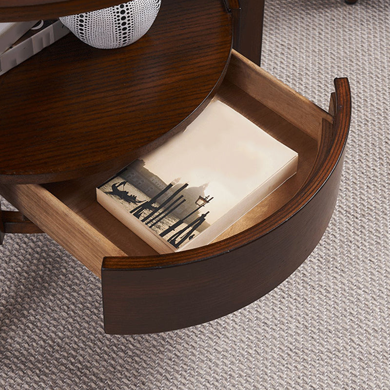 French Country Style Cocktail Table Wood/dark Coffee/walnut Solid Wood Round Coffee Table