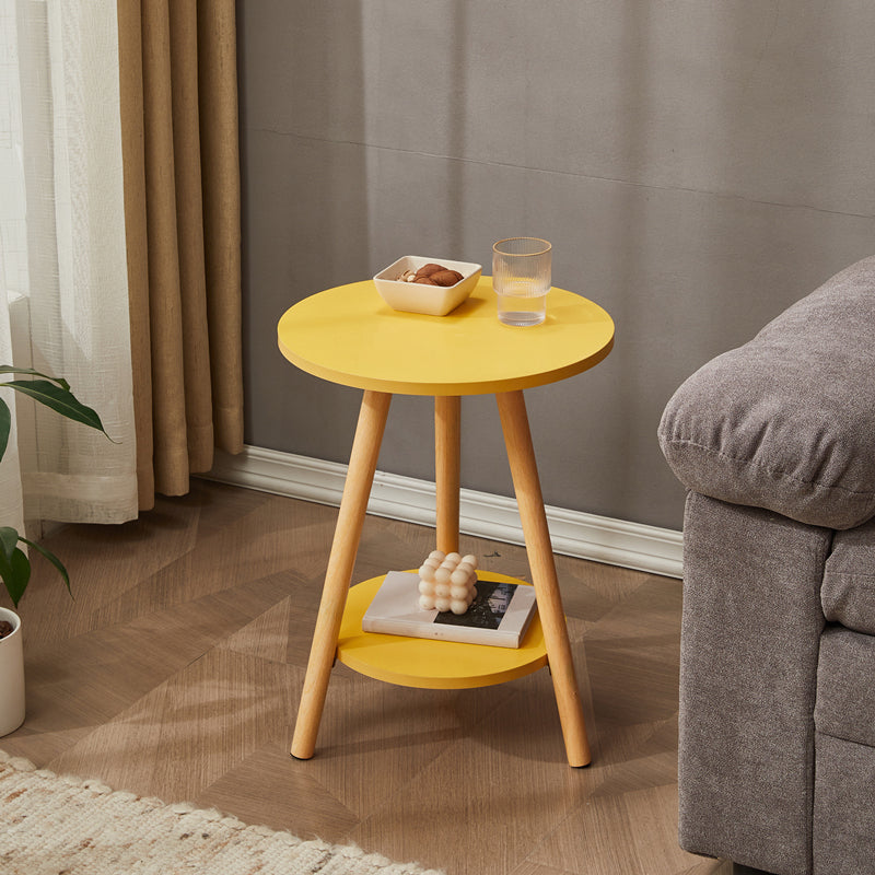 Traditional Style Cocktail Table Artificial Wood White/yellow/natural Color Coffee Table