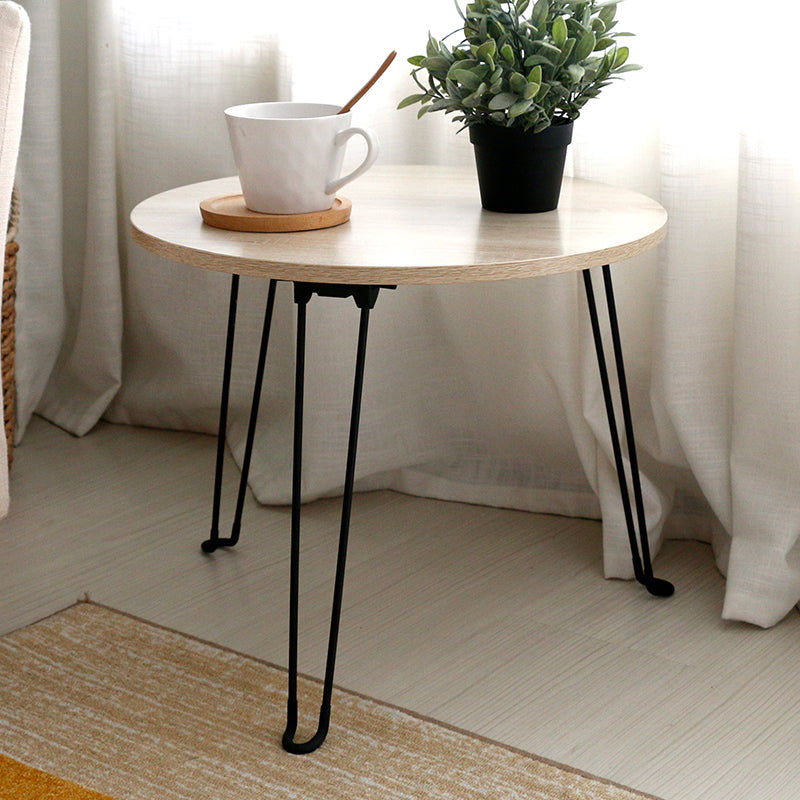 8.6"/12.9"/16.5" Tall Modern 3 Leg Ironcraft Wood Round Top Coffee Table