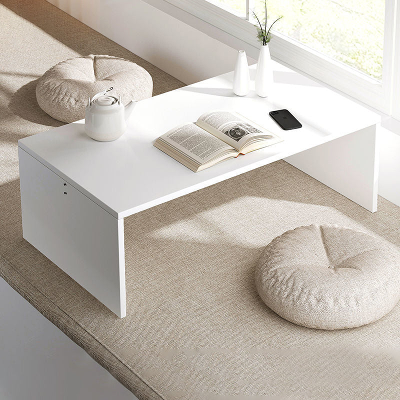 12.5"/15.7" Tall Modern Sled Base Wood Rectangular Table Top Coffee Table