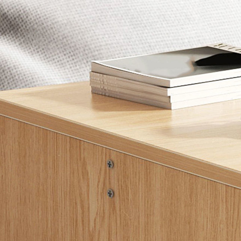 12.5"/15.7" Tall Modern Sled Base Wood Rectangular Table Top Coffee Table