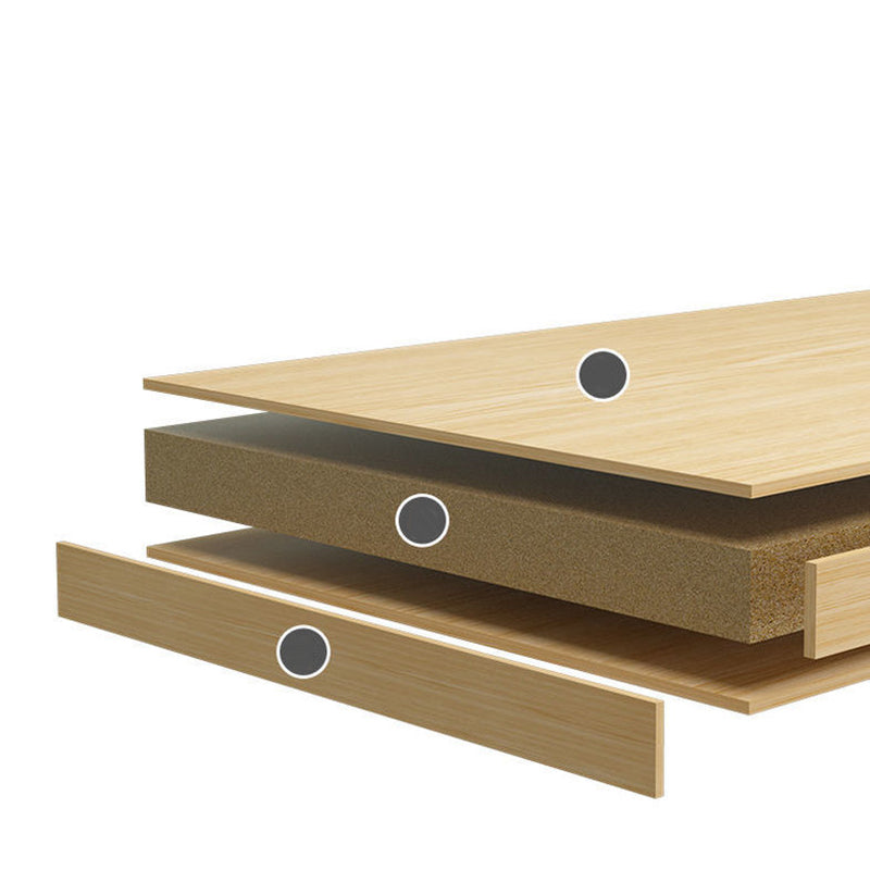 12.5"/15.7" Tall Modern Sled Base Wood Rectangular Table Top Coffee Table