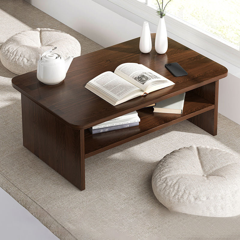 12.5"/15.7" Tall Modern Sled Base Wood Rectangular Table Top Coffee Table