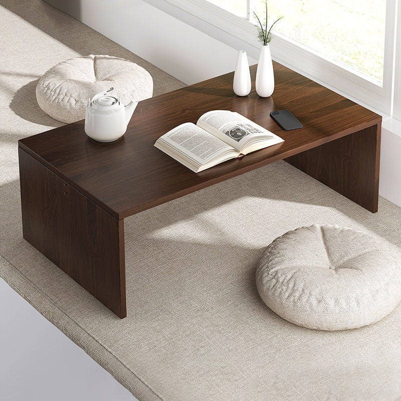 12.5"/15.7" Tall Modern Sled Base Wood Rectangular Table Top Coffee Table