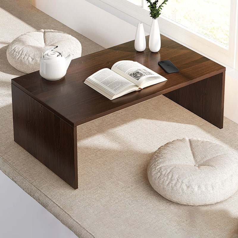 12.5"/15.7" Tall Modern Sled Base Wood Rectangular Table Top Coffee Table