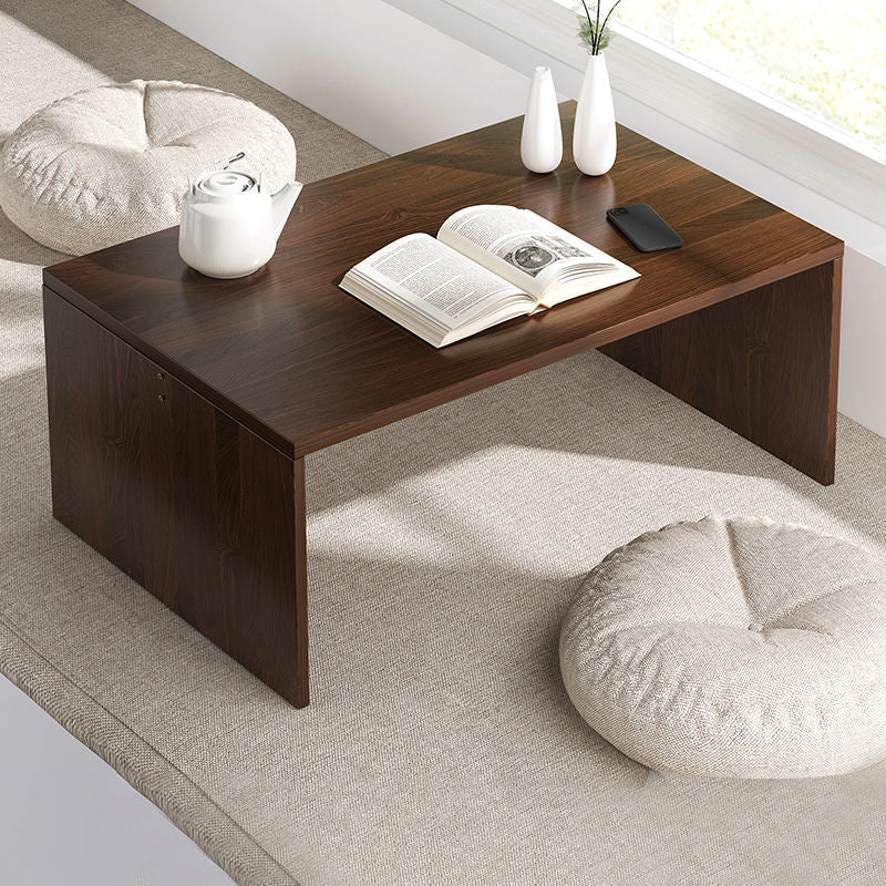 12.5"/15.7" Tall Modern Sled Base Wood Rectangular Table Top Coffee Table