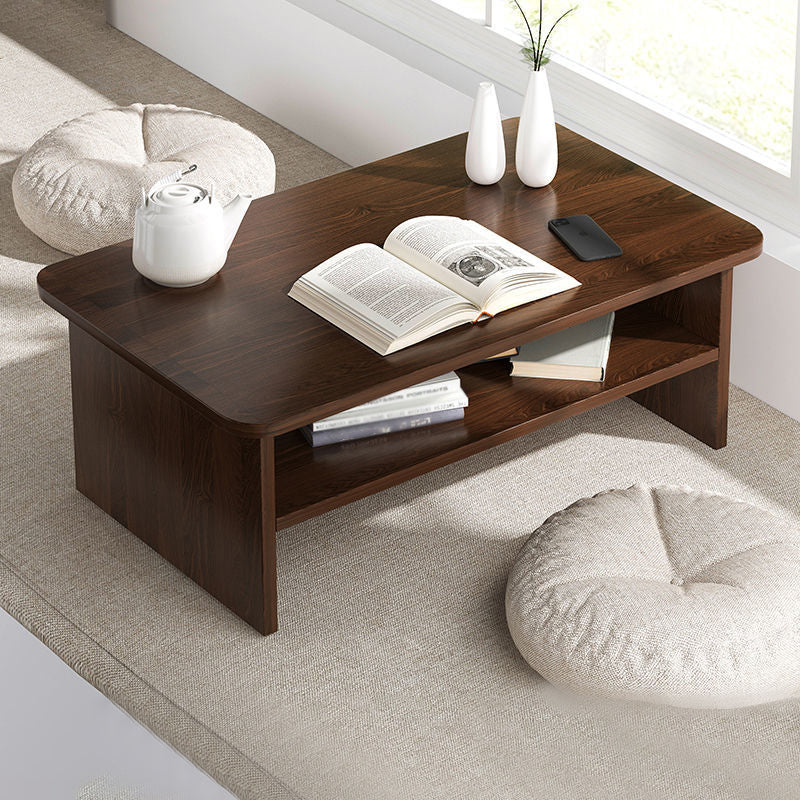 12.5"/15.7" Tall Modern Sled Base Wood Rectangular Table Top Coffee Table