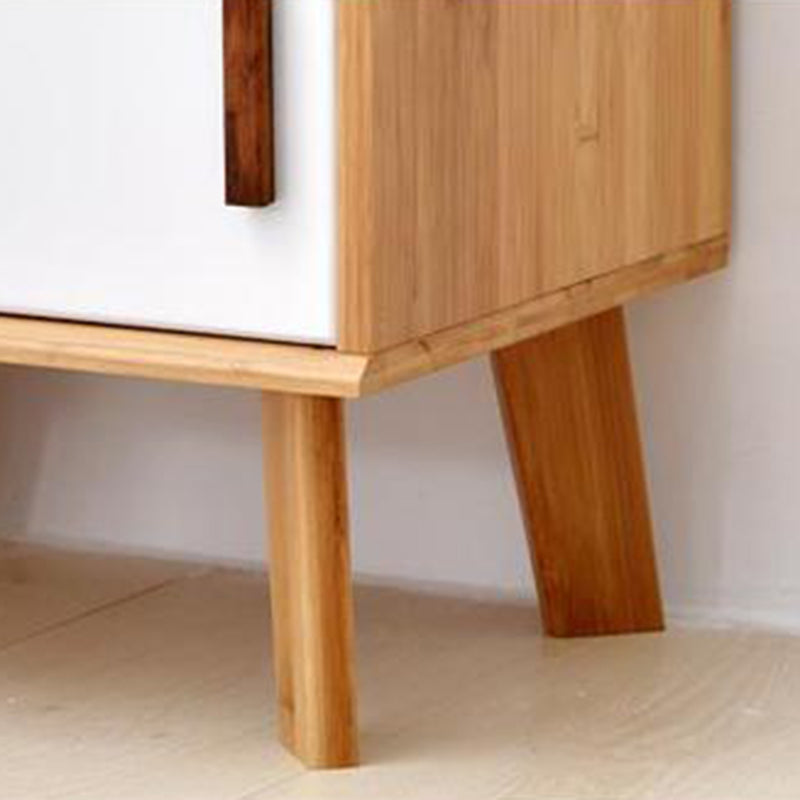 16.9" Tall Modern Wood 4-leg Base Rectangular Coffee Table with Drawers