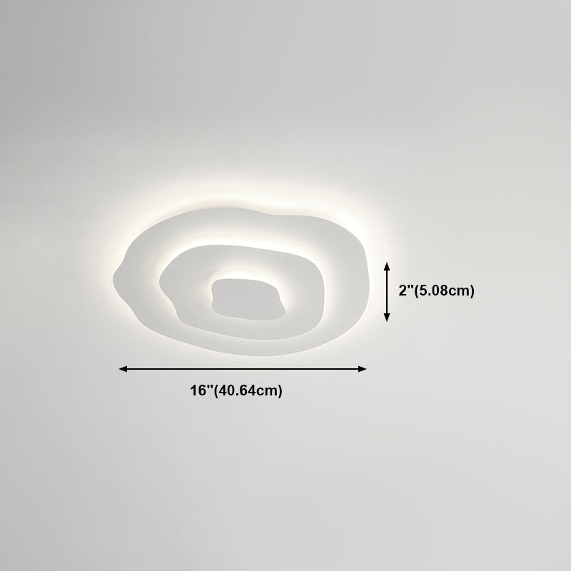 Modern Irregular Flush Light Metal 1 Light Flush Mount Ceiling Fixture in White