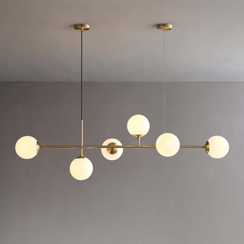 Modern Copper Island Lights Multi-Head Restaurant Hanging Pendant Lamps with Glass Shade