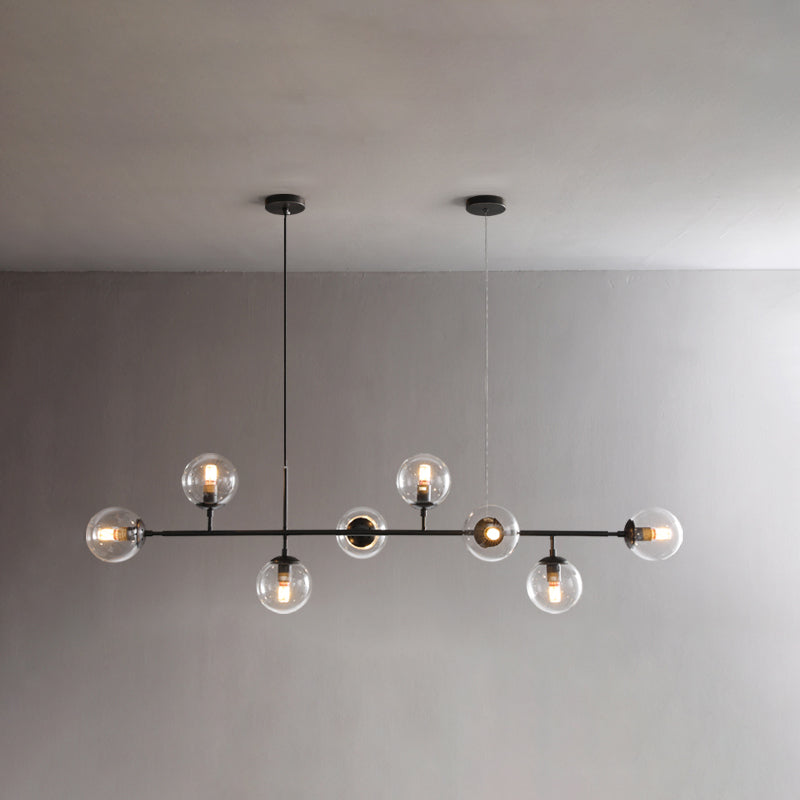 Modern Copper Island Lights Multi-Head Restaurant Hanging Pendant Lamps with Glass Shade