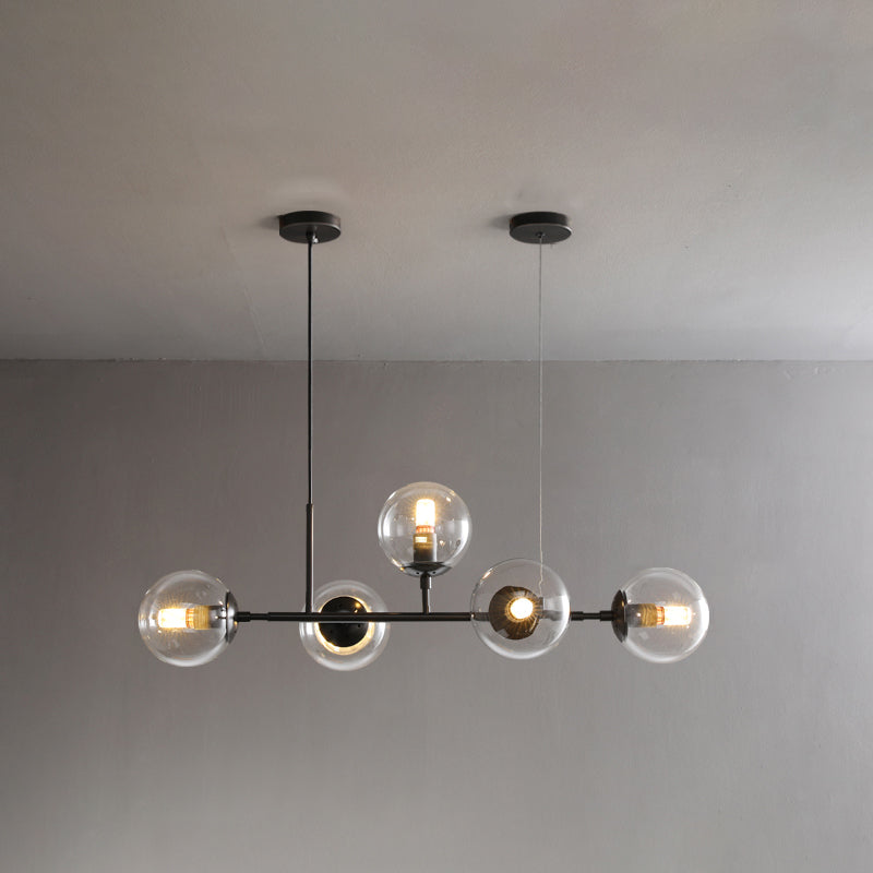 Modern Copper Island Lights Multi-Head Restaurant Hanging Pendant Lamps with Glass Shade
