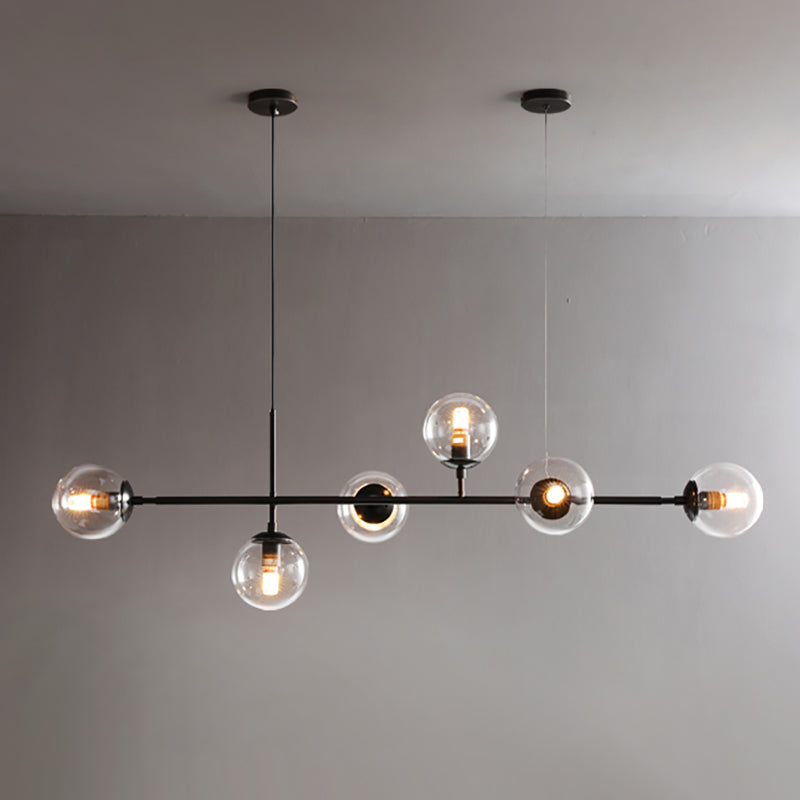 Modern Copper Island Lights Multi-Head Restaurant Hanging Pendant Lamps with Glass Shade