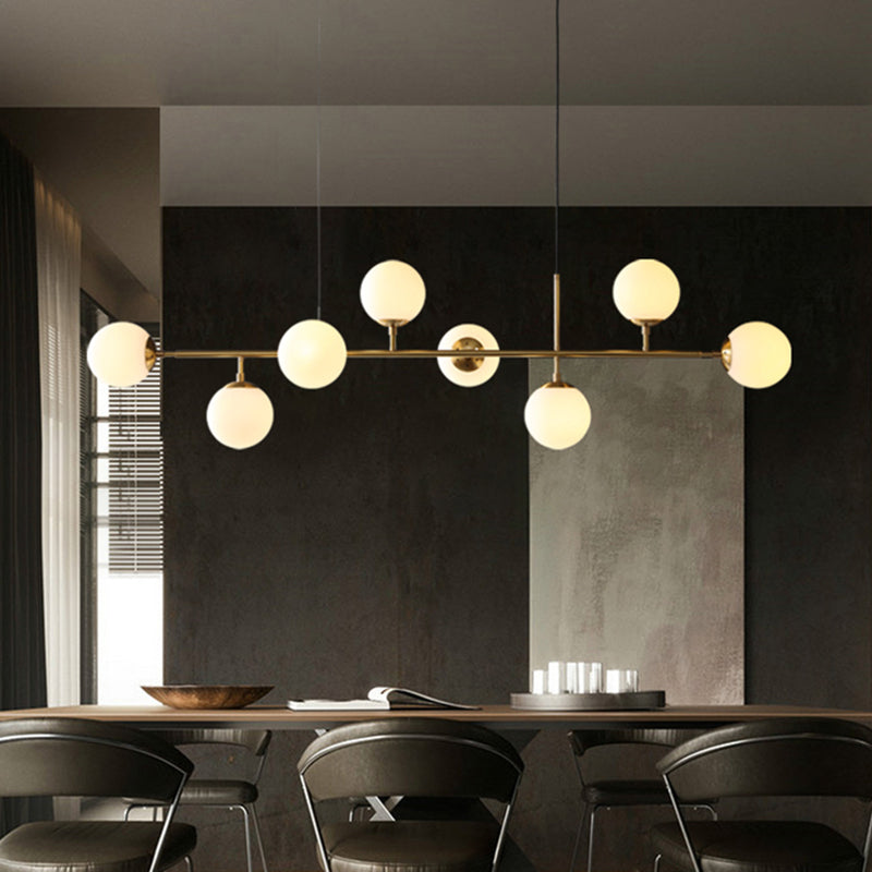 Modern Copper Island Lights Multi-Head Restaurant Hanging Pendant Lamps with Glass Shade