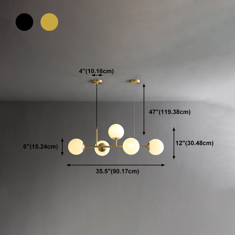 Modern Copper Island Lights Multi-Head Restaurant Hanging Pendant Lamps with Glass Shade