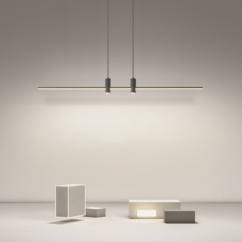 Modern Linear Island Light Fixtures 1-Light Restaurant LED Hanging Lamp with Spotlight