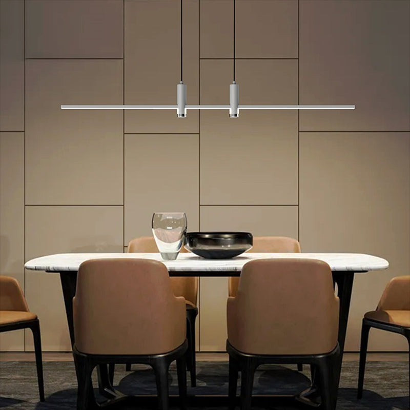 Modern Linear Island Light Fixtures 1-Light Restaurant LED Hanging Lamp with Spotlight