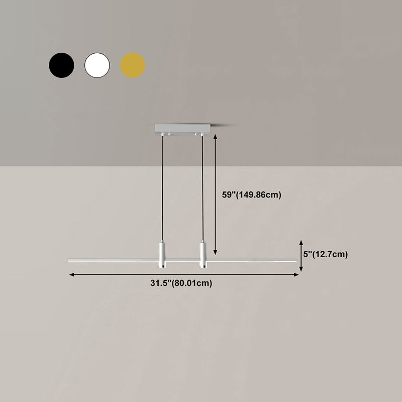 Modern Linear Island Light Fixtures 1-Light Restaurant LED Hanging Lamp with Spotlight