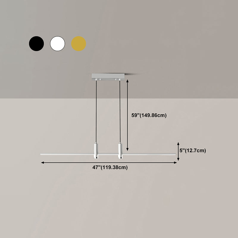Modern Linear Island Light Fixtures 1-Light Restaurant LED Hanging Lamp with Spotlight