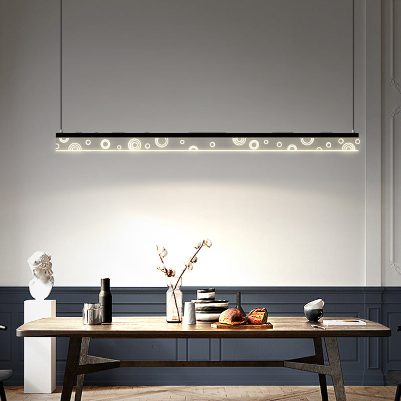 Minimalist Circle Print Suspension Lamp Aluminum Dining Room LED Island Light