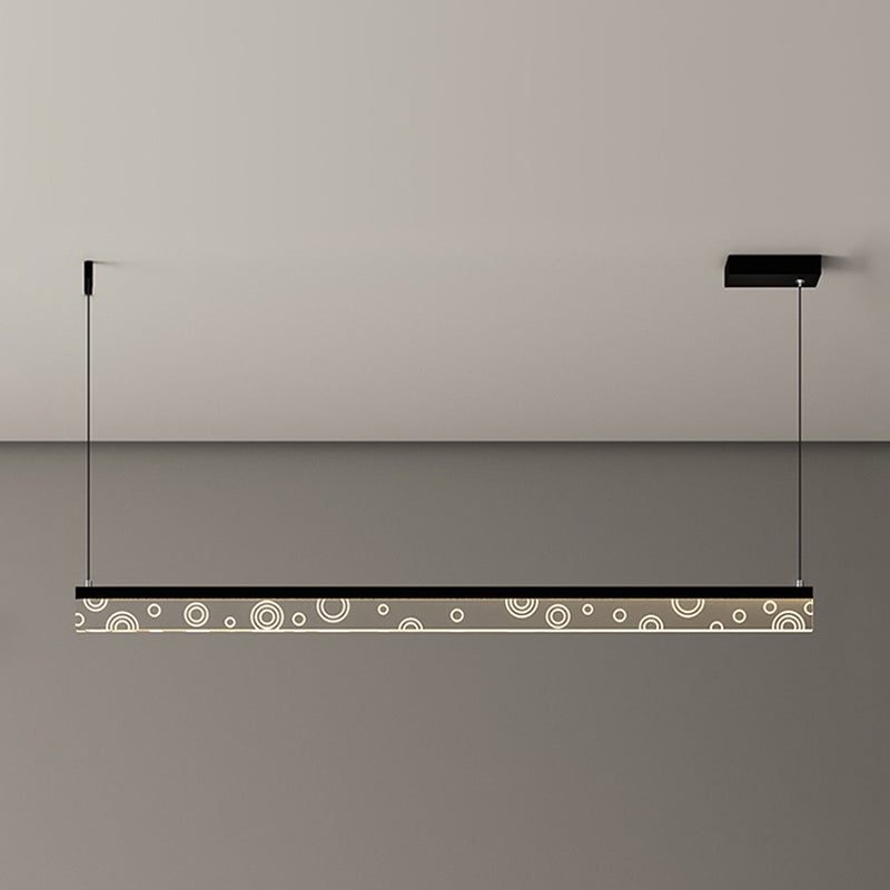 Minimalist Circle Print Suspension Lamp Aluminum Dining Room LED Island Light