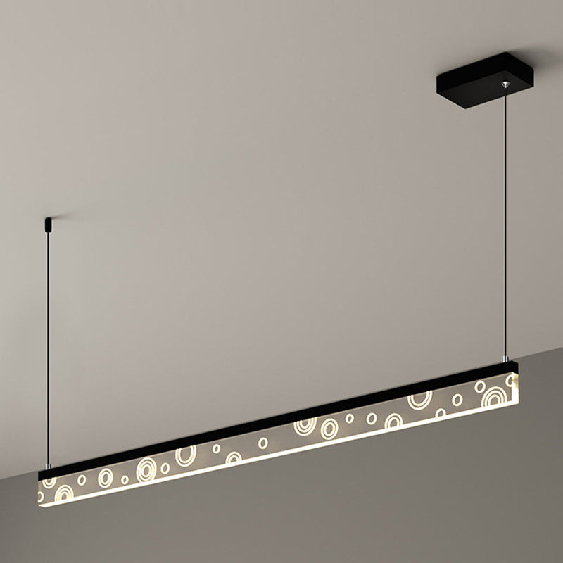 Minimalist Circle Print Suspension Lamp Aluminum Dining Room LED Island Light