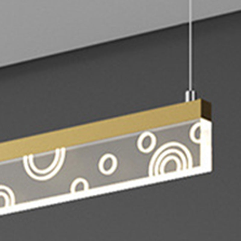 Minimalist Circle Print Suspension Lamp Aluminum Dining Room LED Island Light