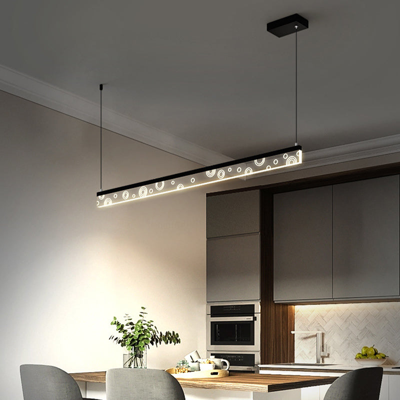 Minimalist Circle Print Suspension Lamp Aluminum Dining Room LED Island Light