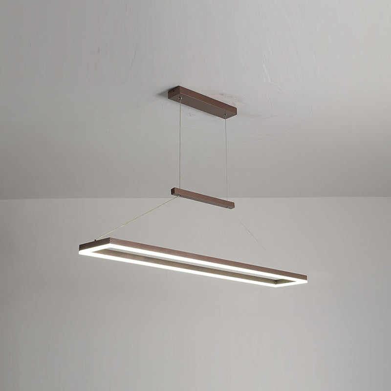 Minimalist Dining Room Island Lamp Aluminum Rectangular LED Pendant Light Fixture