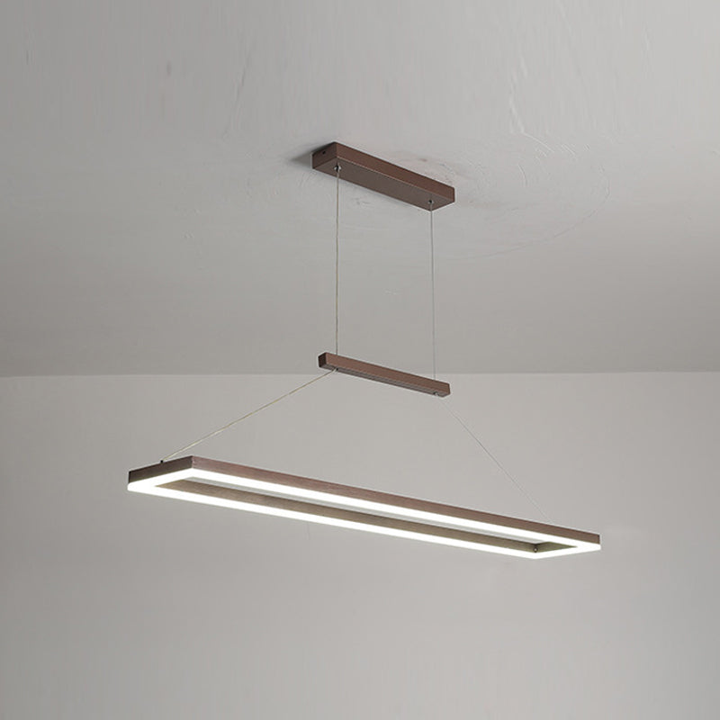 Minimalist Dining Room Island Lamp Aluminum Rectangular LED Pendant Light Fixture