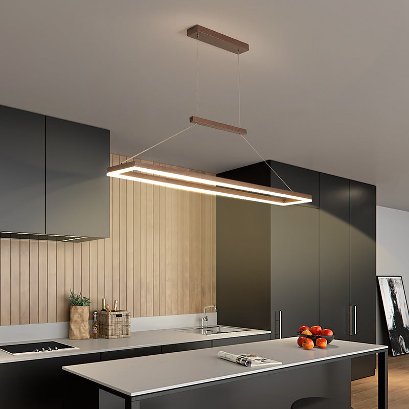 Minimalist Dining Room Island Lamp Aluminum Rectangular LED Pendant Light Fixture