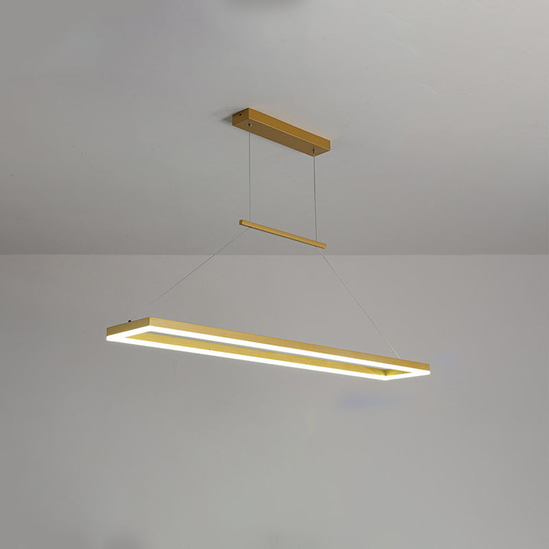 Minimalist Dining Room Island Lamp Aluminum Rectangular LED Pendant Light Fixture