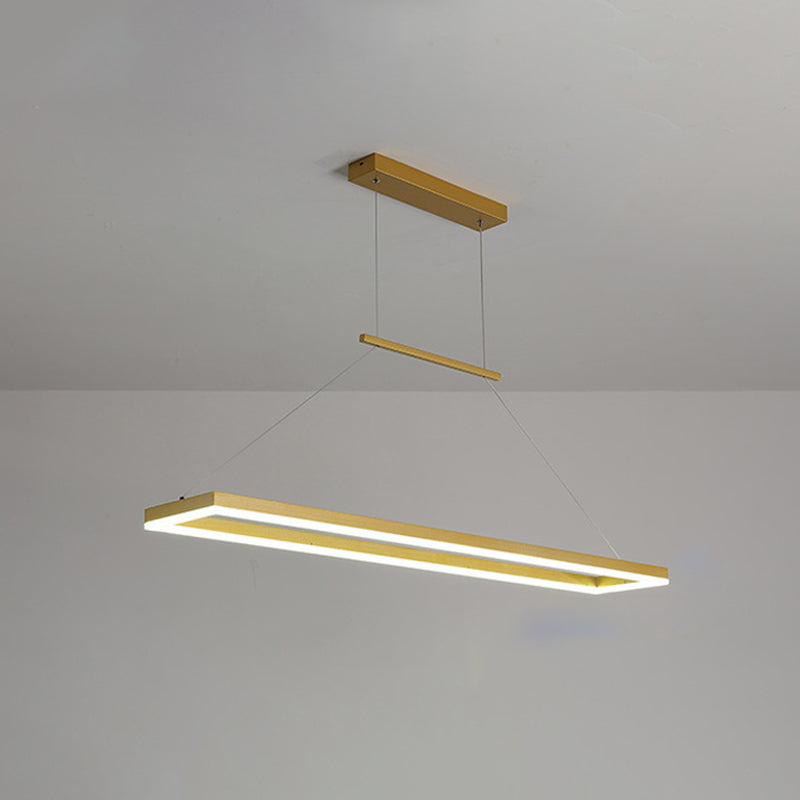 Minimalist Dining Room Island Lamp Aluminum Rectangular LED Pendant Light Fixture