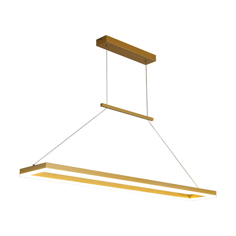 Minimalist Dining Room Island Lamp Aluminum Rectangular LED Pendant Light Fixture