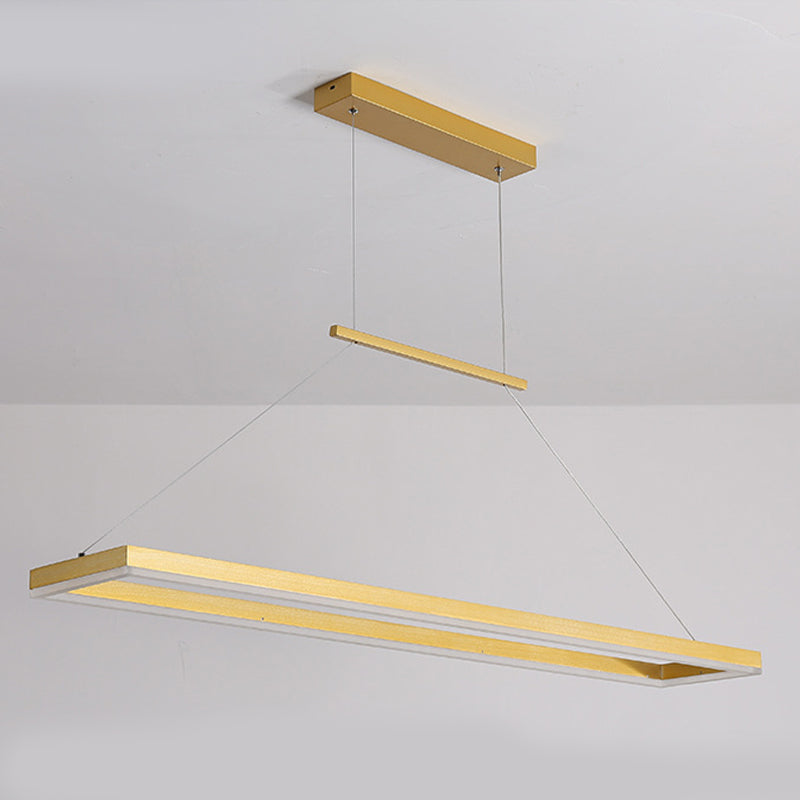 Minimalist Dining Room Island Lamp Aluminum Rectangular LED Pendant Light Fixture