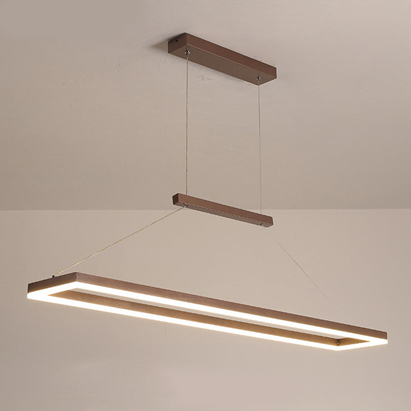 Minimalist Dining Room Island Lamp Aluminum Rectangular LED Pendant Light Fixture