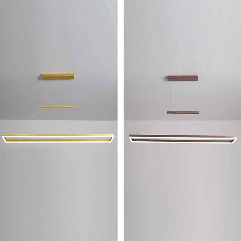 Minimalist Dining Room Island Lamp Aluminum Rectangular LED Pendant Light Fixture
