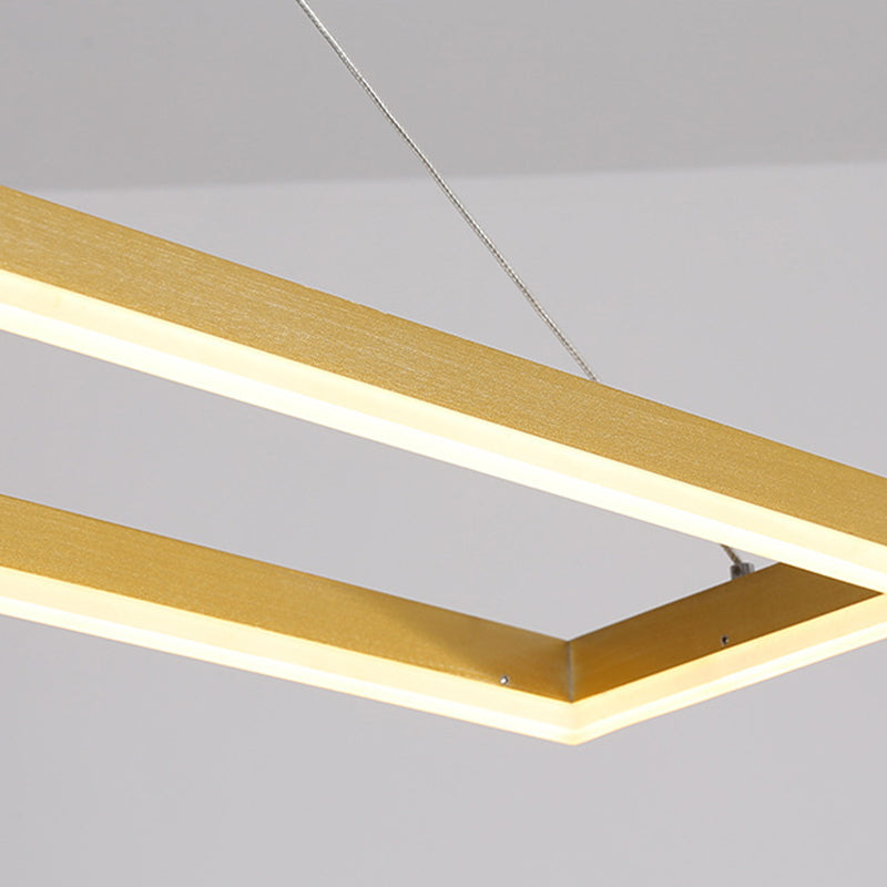 Minimalist Dining Room Island Lamp Aluminum Rectangular LED Pendant Light Fixture