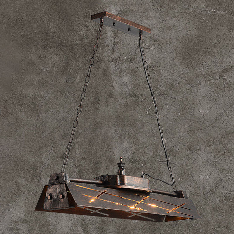 Industrial Steam Train Shaped Island Lamp 4-Bulb Wrought Iron Pendant Light