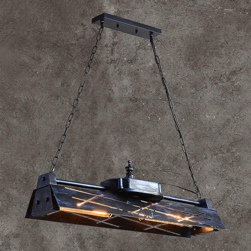 Industrial Steam Train Shaped Island Lamp 4-Bulb Wrought Iron Pendant Light