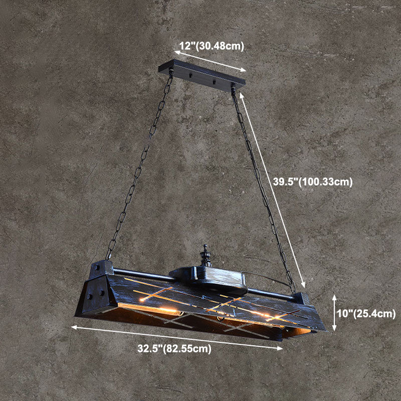 Industrial Steam Train Shaped Island Lamp 4-Bulb Wrought Iron Pendant Light