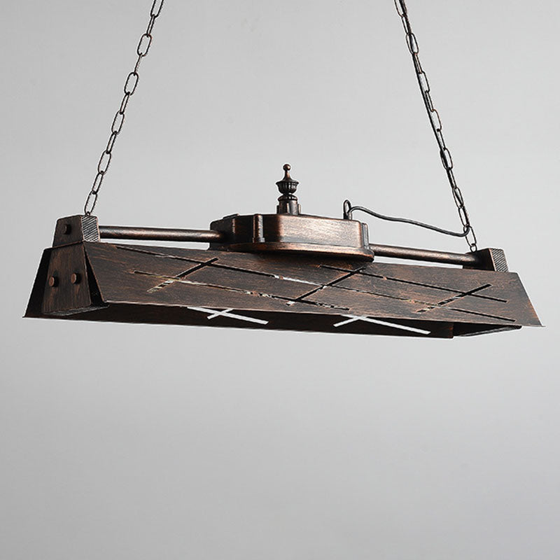 Industrial Steam Train Shaped Island Lamp 4-Bulb Wrought Iron Pendant Light