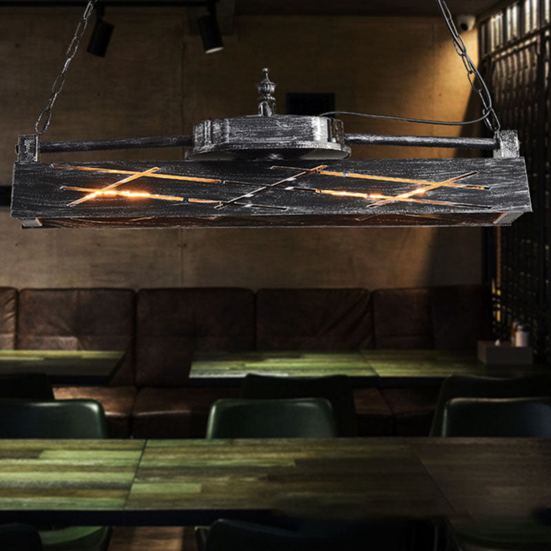 Industrial Steam Train Shaped Island Lamp 4-Bulb Wrought Iron Pendant Light