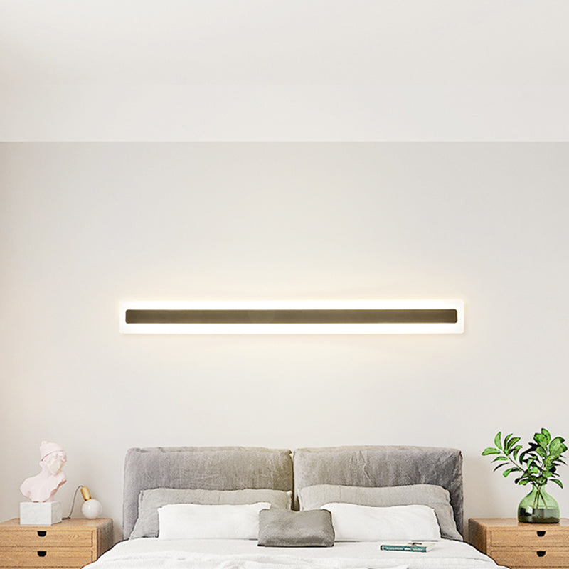 Metal Linear Shade Wall Sconce Modern Style 1- Light Wall Mounted Light in Black