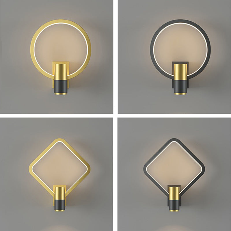 Light Luxury Metal Wall Light Geometry LED Wall Lamp with Silica Gel Shade for Bedroom